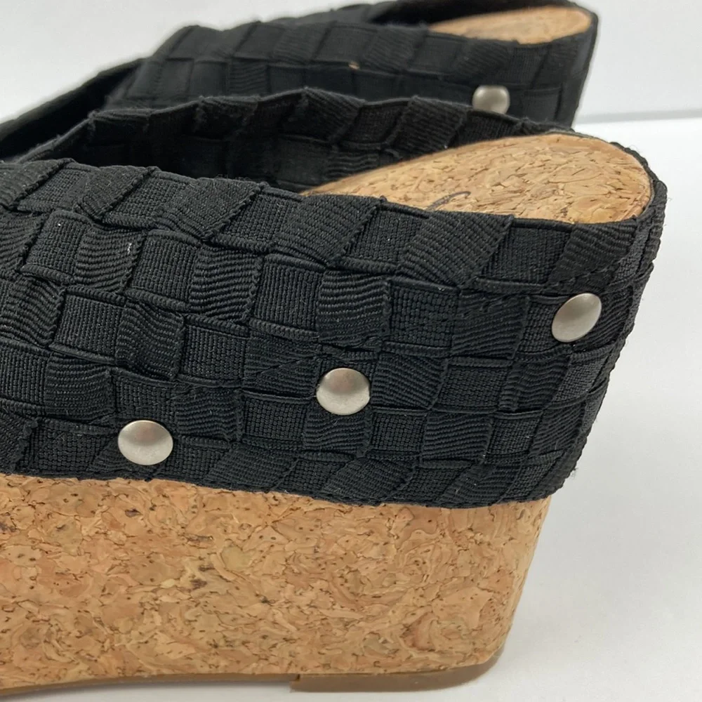 Lucky Brand Women’s Black Strap Cork Platform Sandals sz 7.5